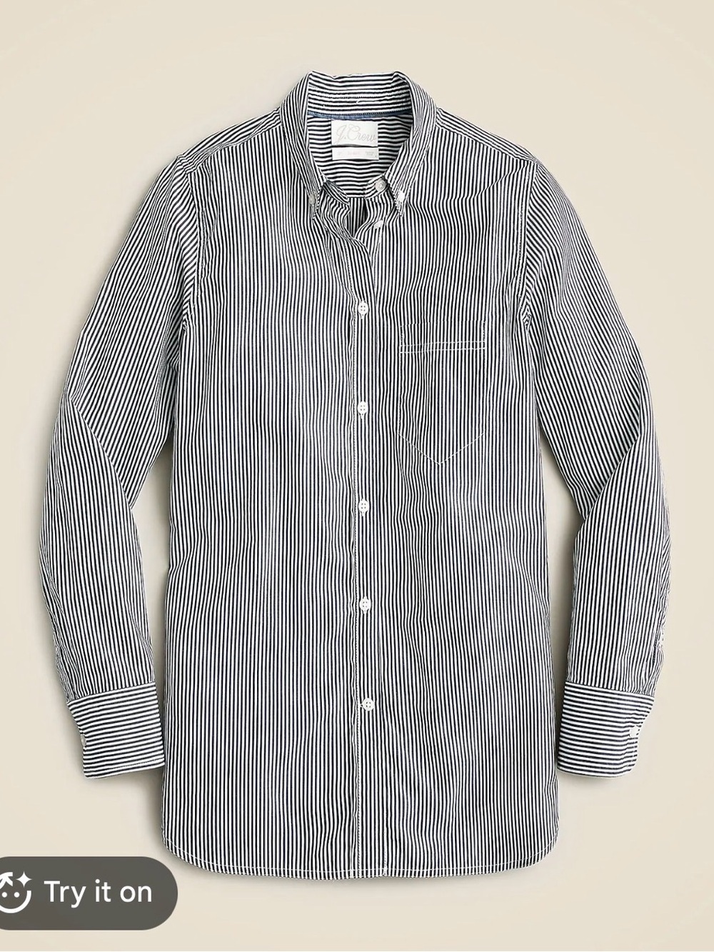 💙 J.Crew Navy White Stripe Cotton Poplin Shirt Size 8 💙